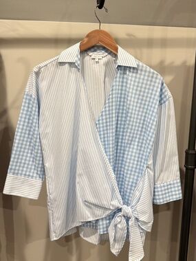 FOXCROFT- wrinkle free- side tie blouse- NWT- Size 6